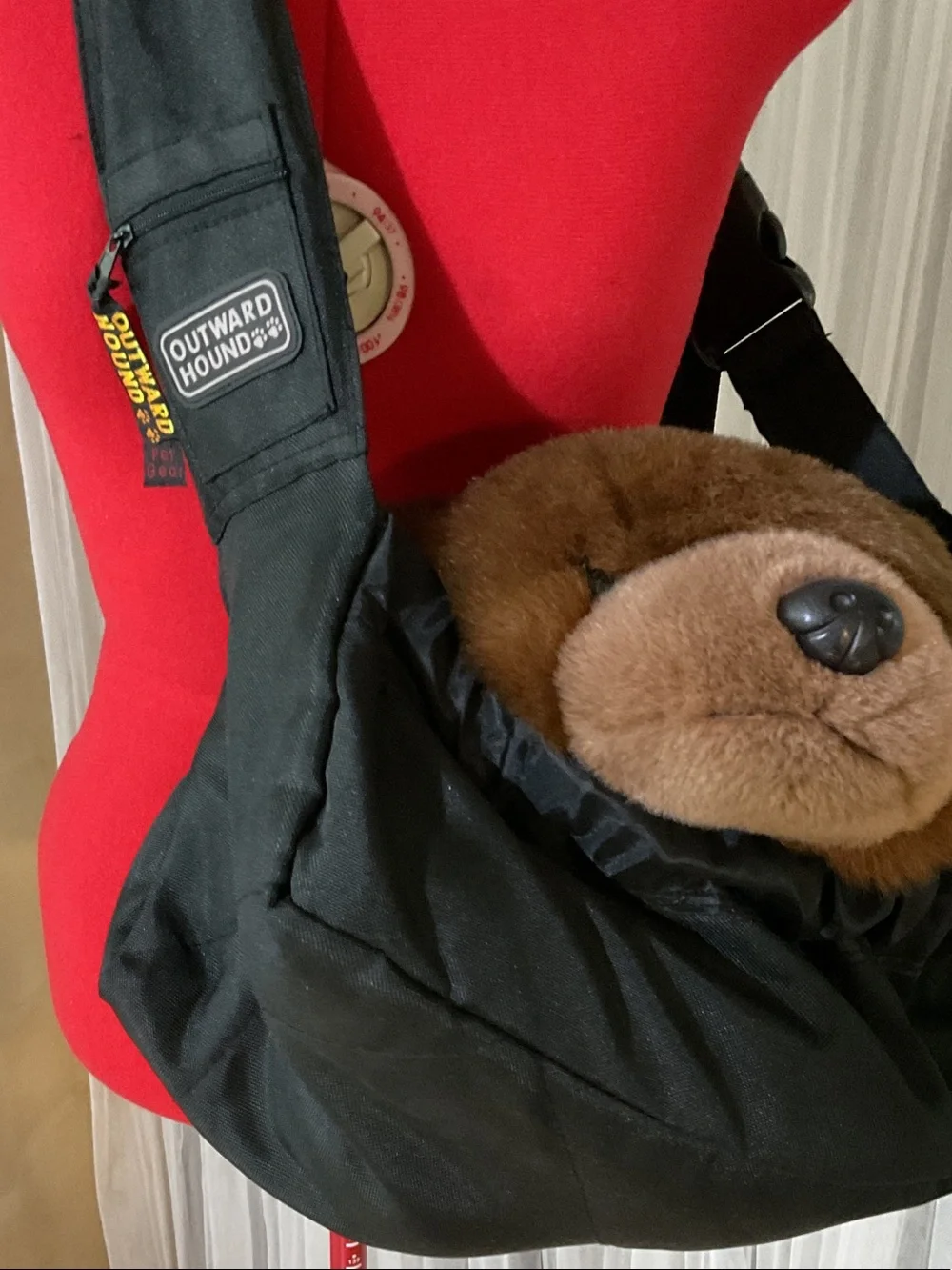 Outward Hound Black Pet Sling Carrier with Strap Pocket